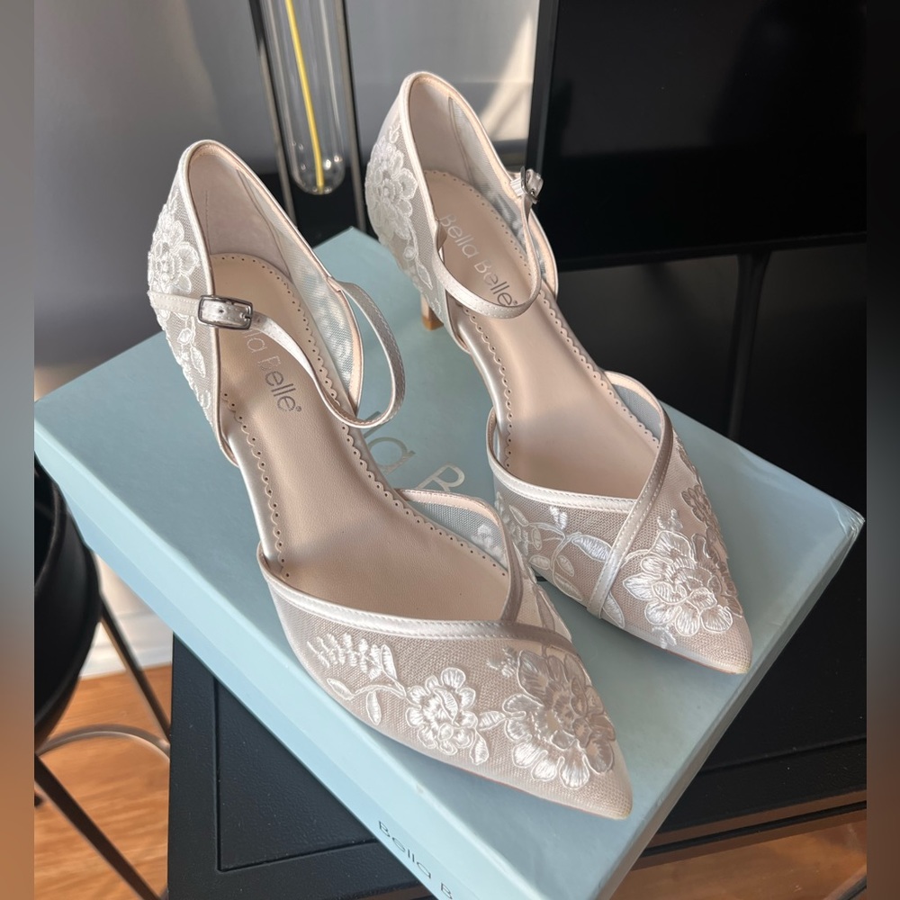 Bella Belle Candice Ivory D'Orsay Lace Wedding Shoes